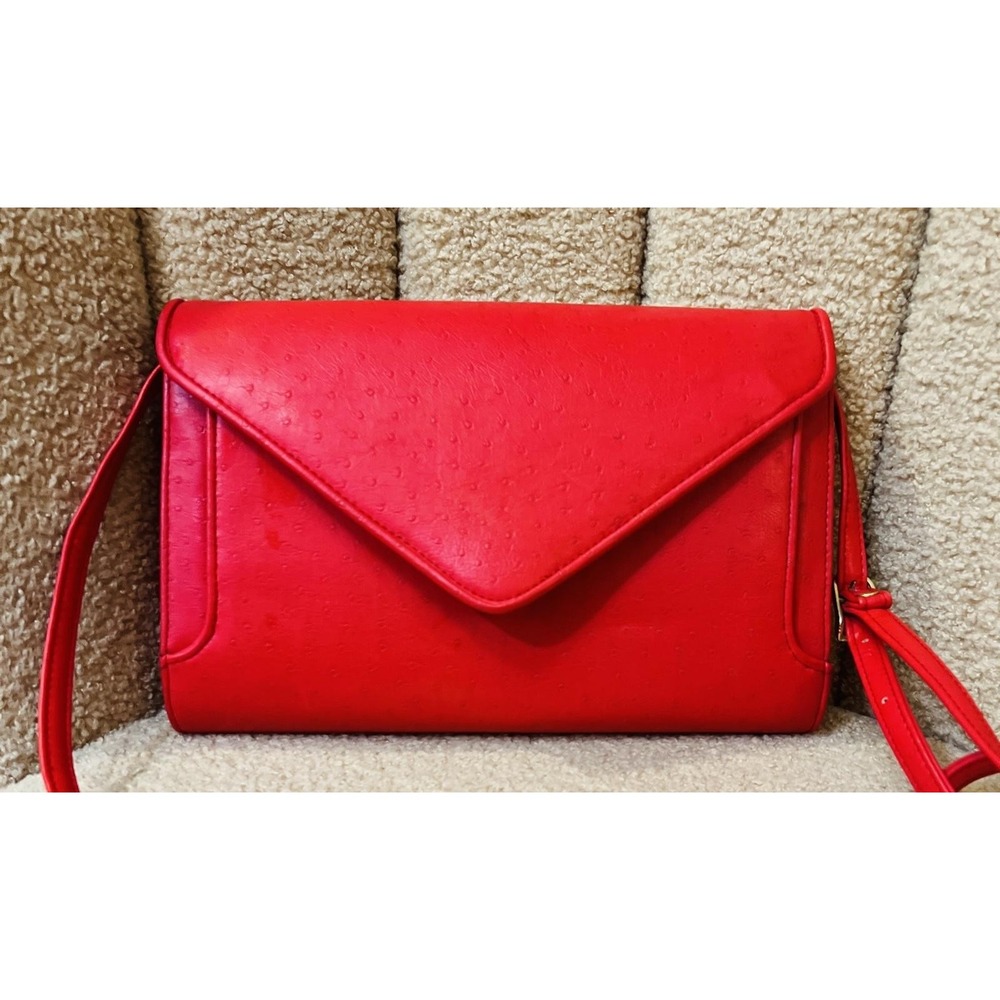 Ande Crossbody Bag Womens Small Red Faux Leather Envelope Clutch Vintage